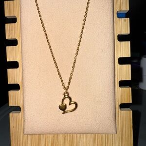 New Double Heart Gold Necklace
